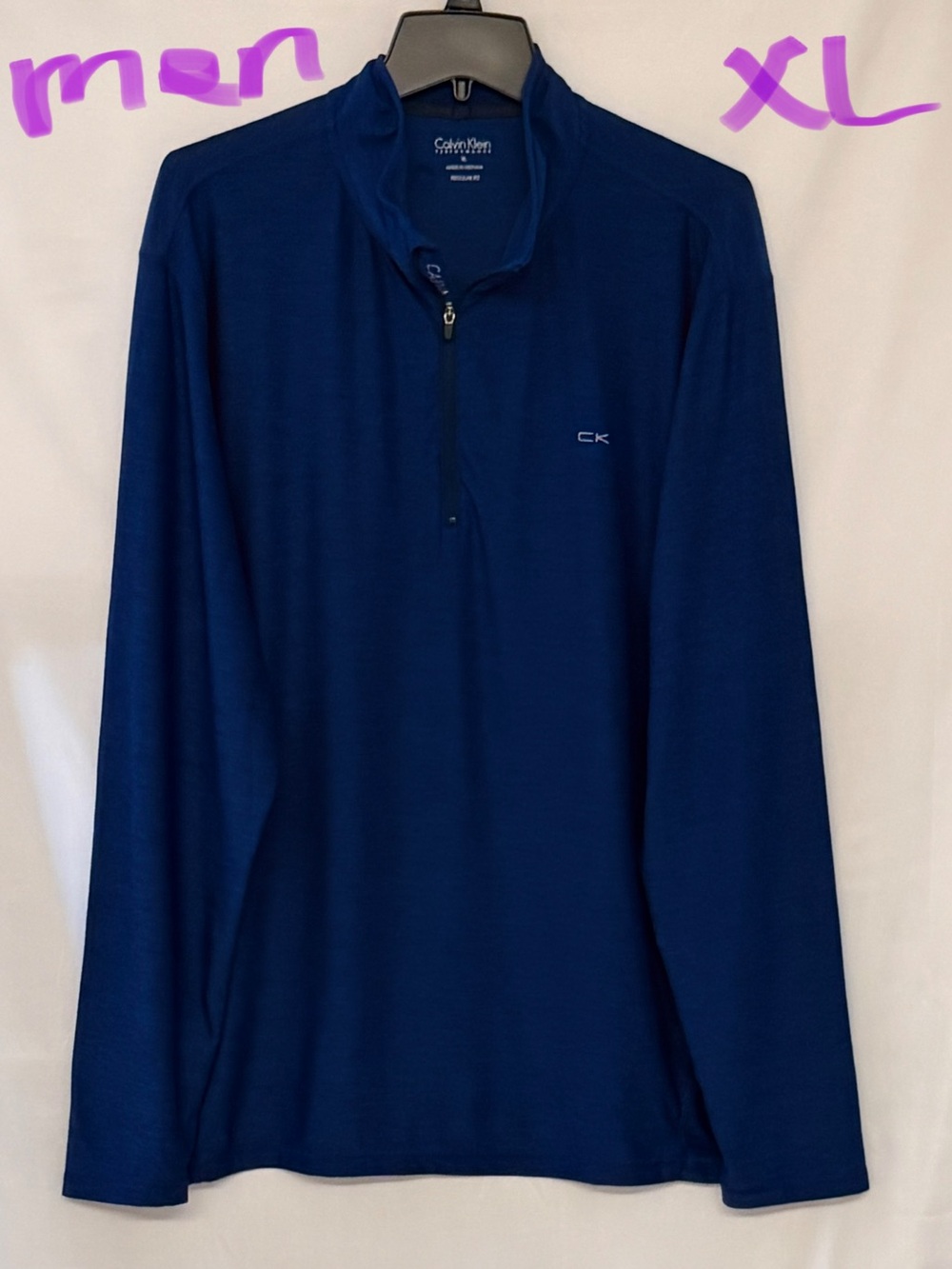 Calvin Klein Men's Navy Blue Half-Zip Pullover Sweatshirt